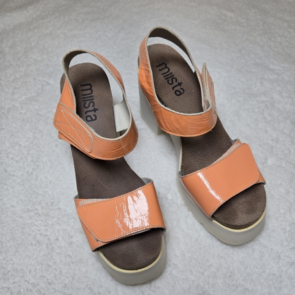 Miista Chunky High Heel Sandals Platform Shoes Womens Size 40 (US 9.5) Orange - Picture 3 of 5